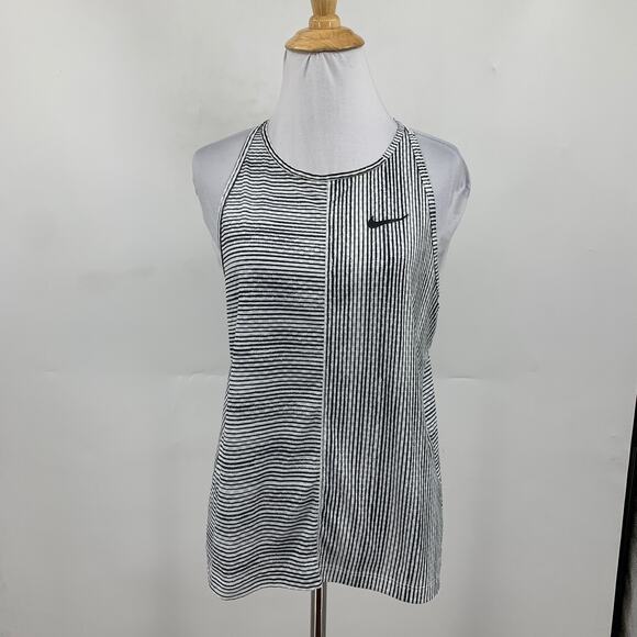 Nike Tank Top Womens M Medium White Black Dri Fit Court Printed Running Athletic - Picture 2 of 12